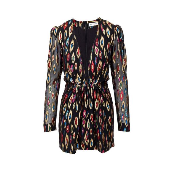 Saint Laurent Peacock Jacquard Cocktail Dress - '20s